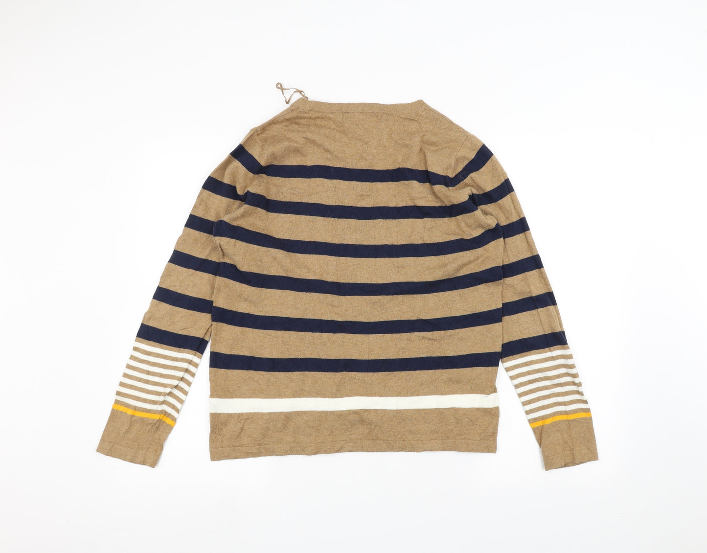 NEXT Womens Brown Striped  Basic T-Shirt Size 14