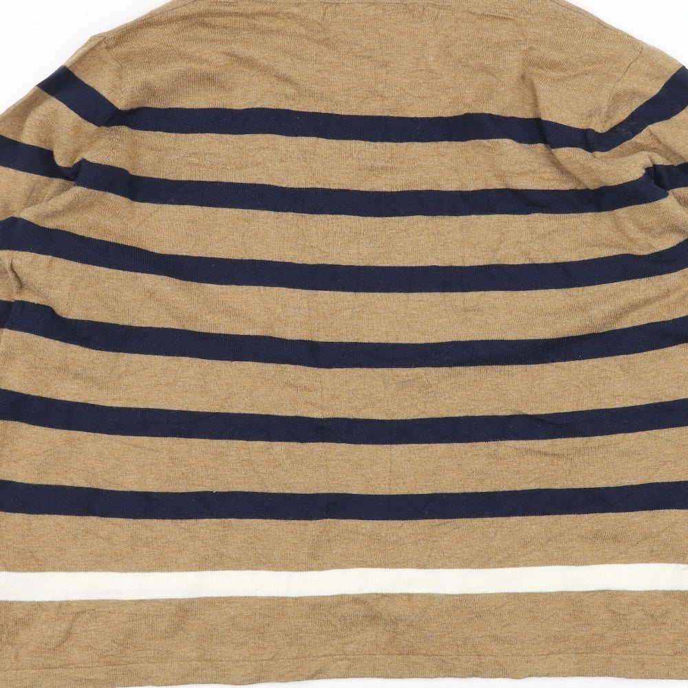 NEXT Womens Brown Striped  Basic T-Shirt Size 14