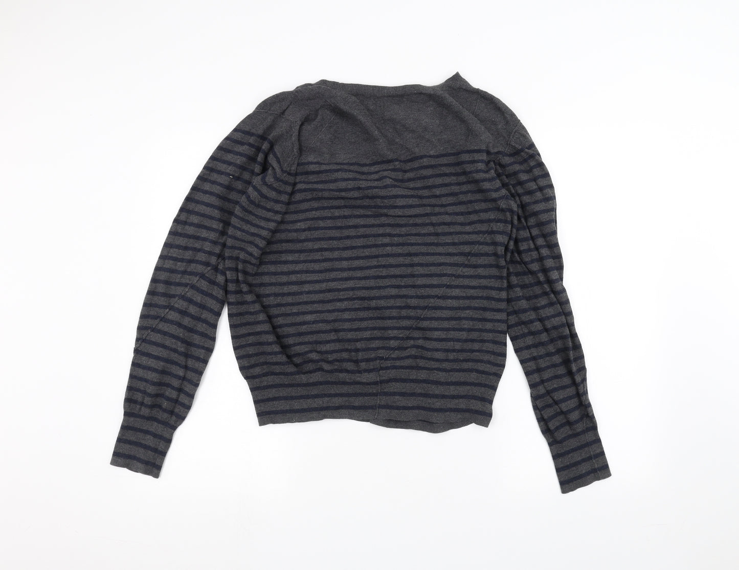 AllSaints Womens Grey Striped  Cardigan Jumper Size M