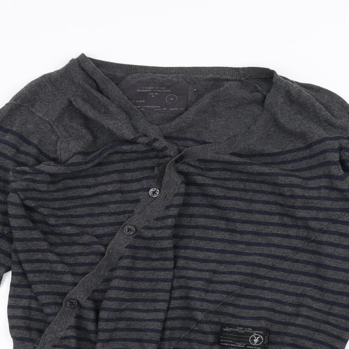 AllSaints Womens Grey Striped  Cardigan Jumper Size M