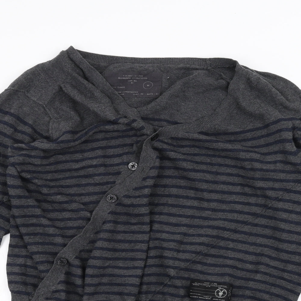 AllSaints Womens Grey Striped  Cardigan Jumper Size M