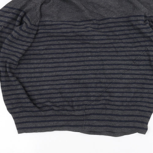 AllSaints Womens Grey Striped  Cardigan Jumper Size M