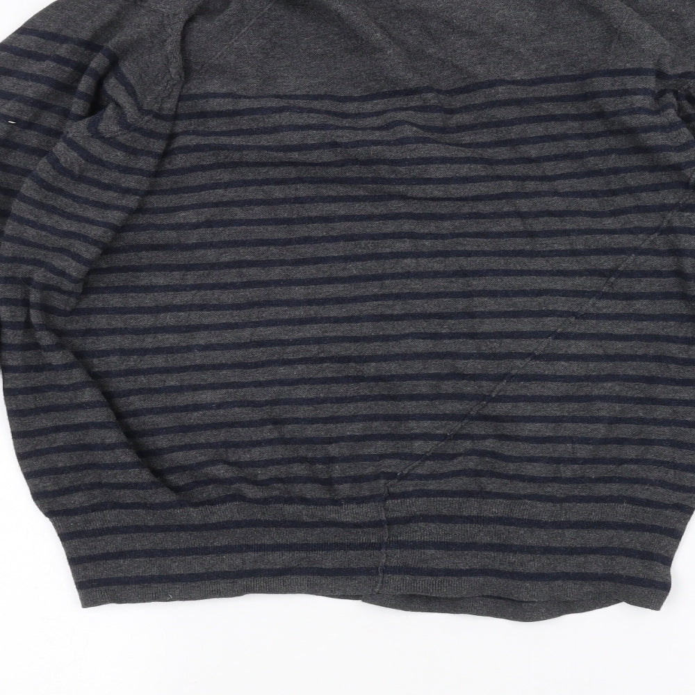 AllSaints Womens Grey Striped  Cardigan Jumper Size M