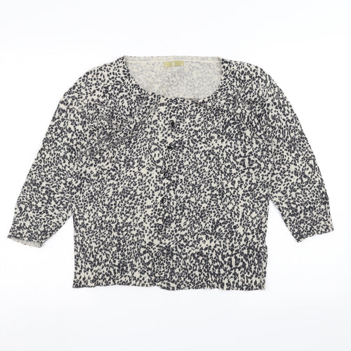 TU Womens White Animal Print  Cardigan Jumper Size 14