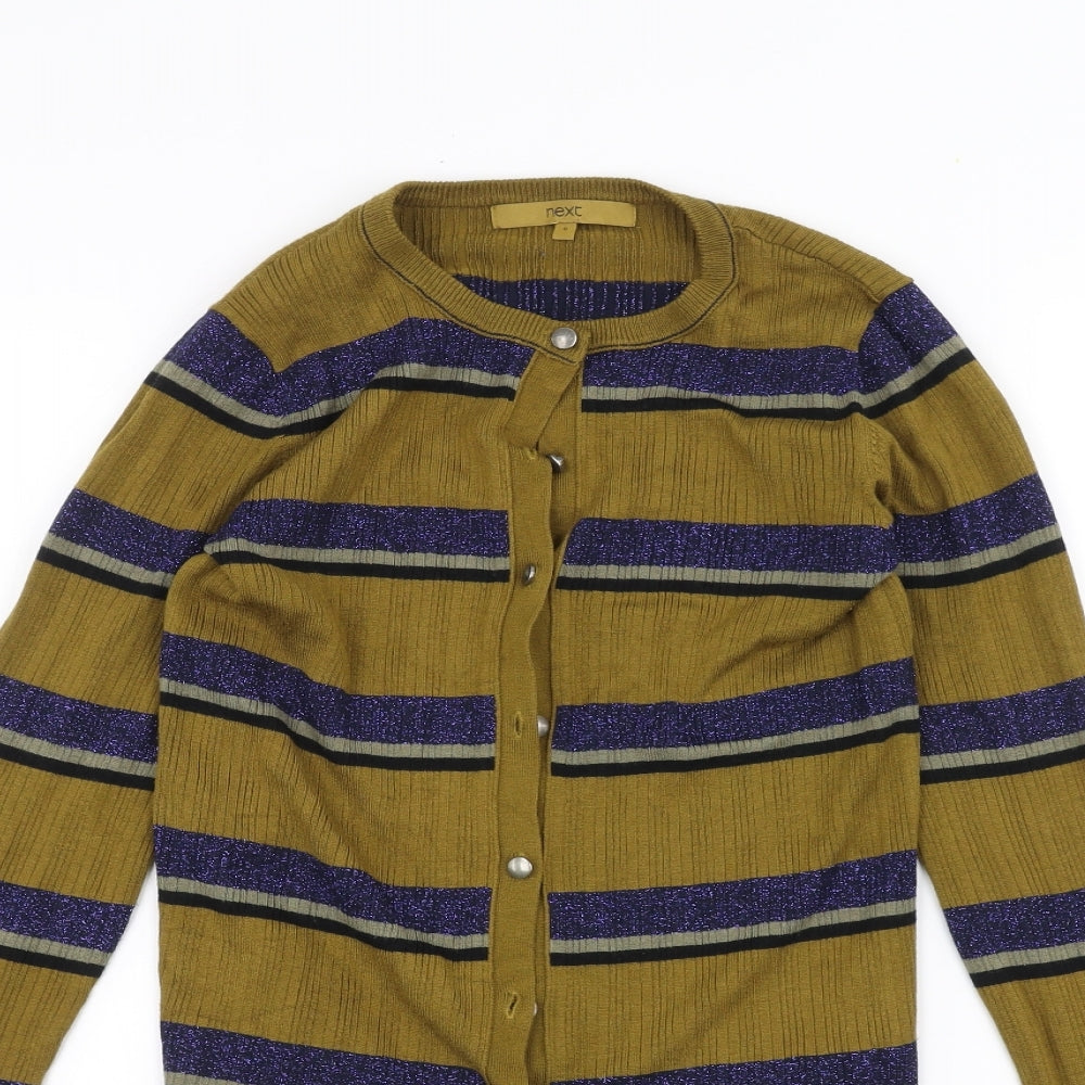 NEXT Womens Brown Striped  Cardigan Jumper Size 6