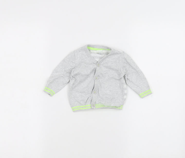 Blue Zoo Baby Grey Striped  Cardigan Jumper Size 3-6 Months