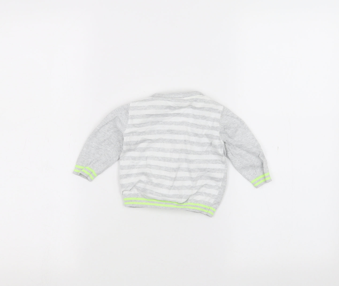 Blue Zoo Baby Grey Striped  Cardigan Jumper Size 3-6 Months