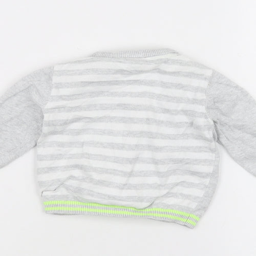 Blue Zoo Baby Grey Striped  Cardigan Jumper Size 3-6 Months
