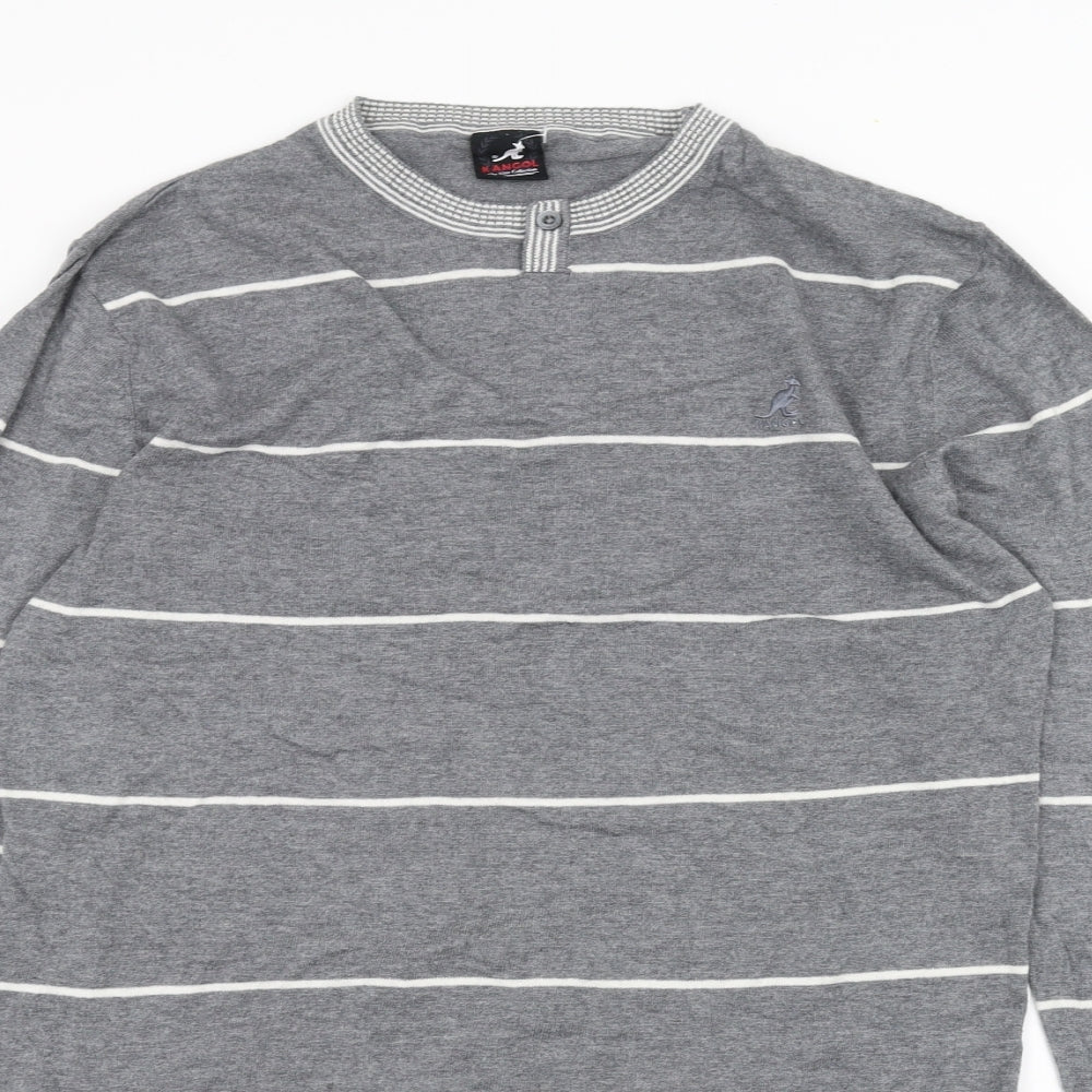 Kangol Mens Grey Striped   T-Shirt Size L