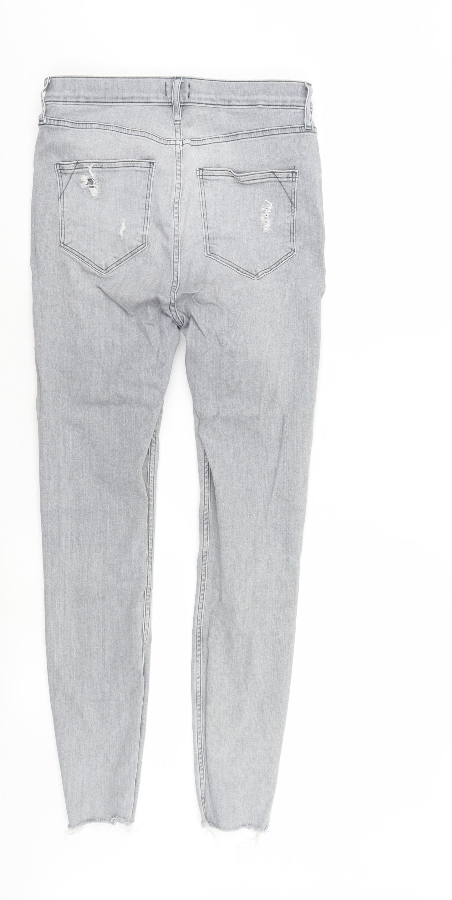 River Island Womens Grey  Denim Tapered Jeans Size 12 L28 in - elastic waist