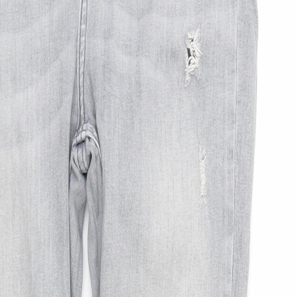 River Island Womens Grey  Denim Tapered Jeans Size 12 L28 in - elastic waist