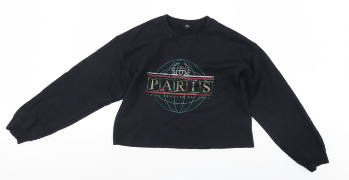 River Island Womens Black   Pullover Sweatshirt Size S  - cropped