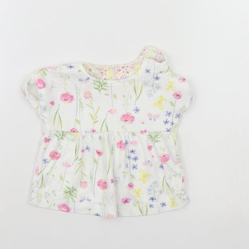 Mothercare Girls White Floral  Tunic Blouse Size 0-3 Months