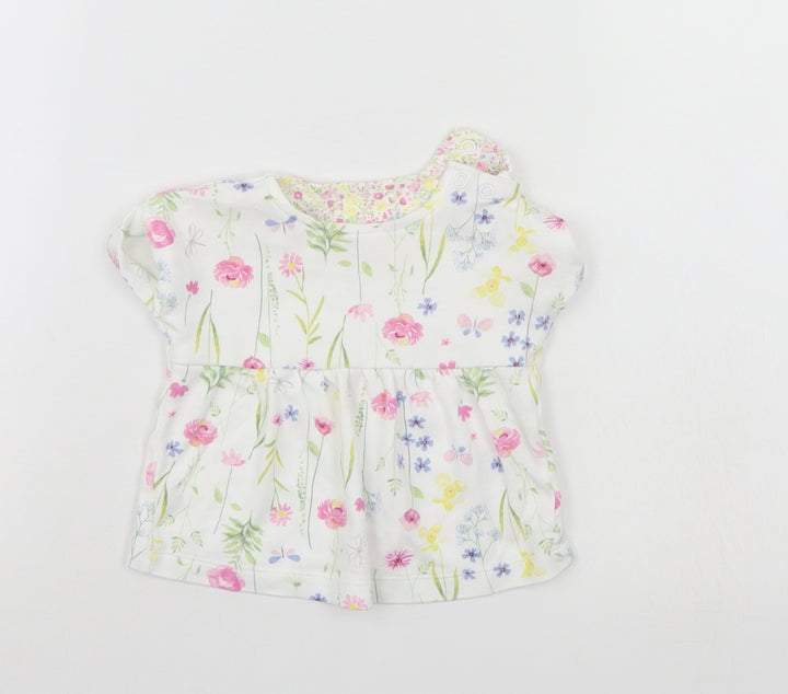 Mothercare Girls White Floral Tunic Blouse Size 0-3 Months