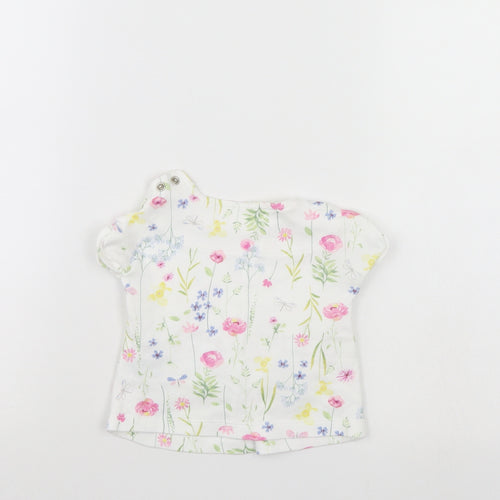 Mothercare Girls White Floral  Tunic Blouse Size 0-3 Months