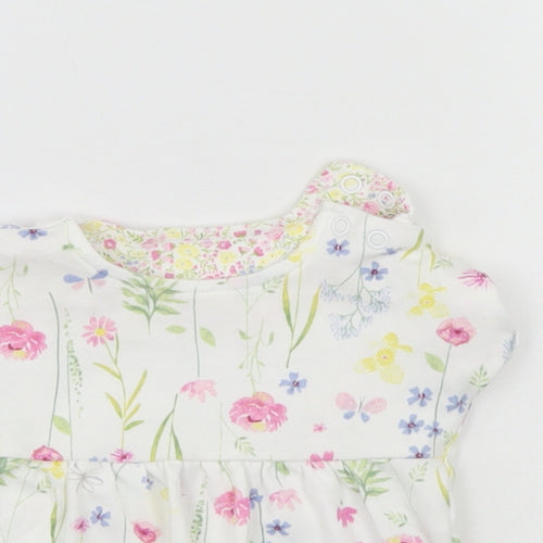 Mothercare Girls White Floral  Tunic Blouse Size 0-3 Months