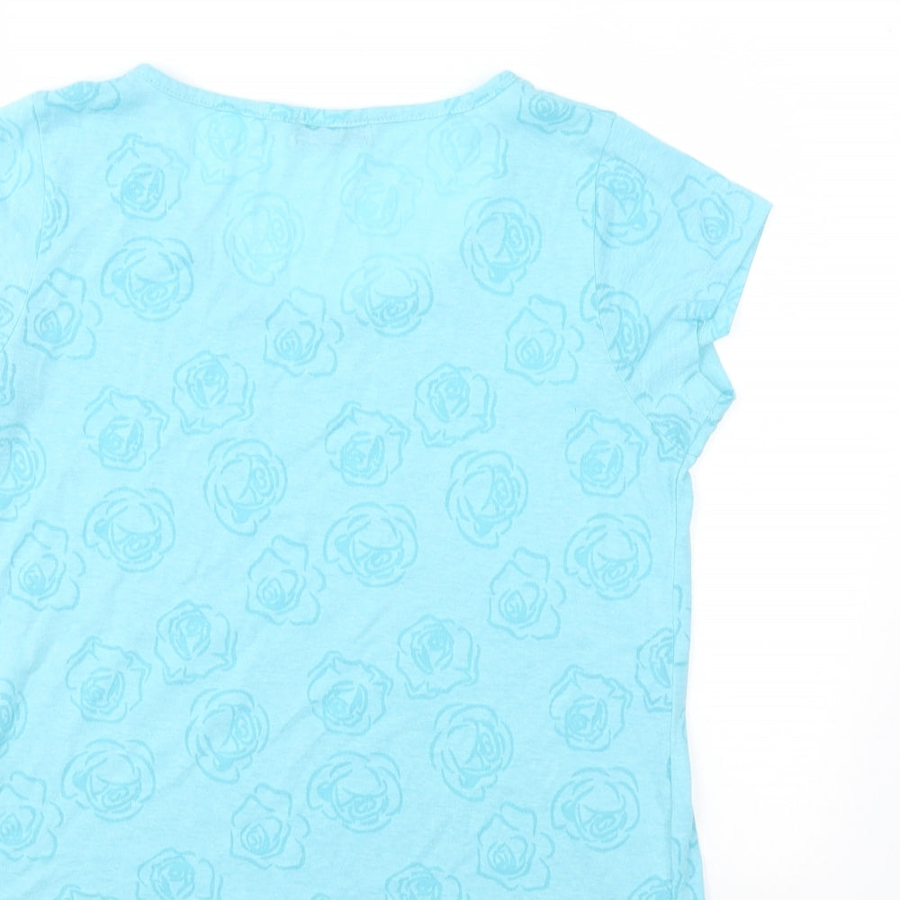 Originals Womens Blue Floral  Basic T-Shirt Size 16