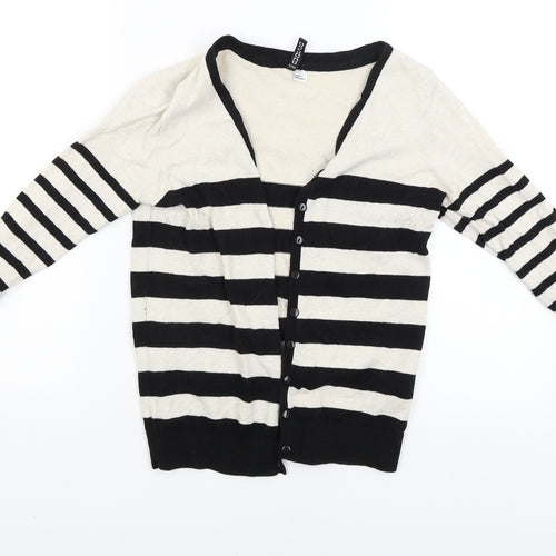 Divided Womens Black Striped  Cardigan Jumper Size 38