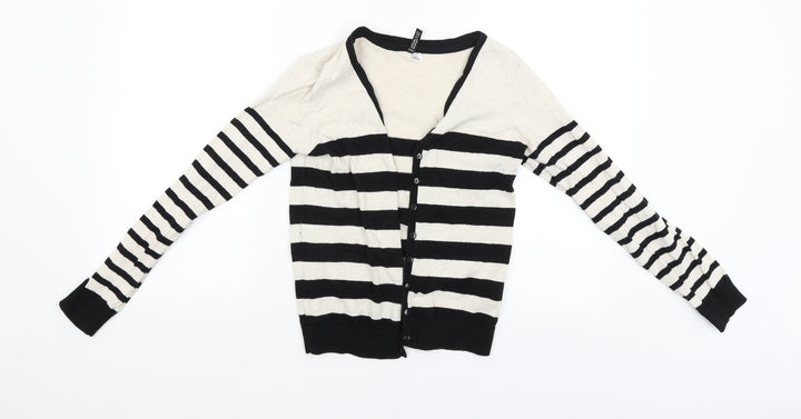 Divided Womens Black Striped Cardigan Jumper Size 38