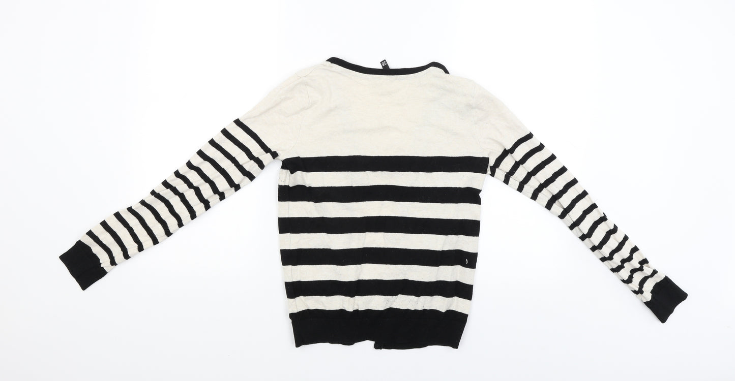 Divided Womens Black Striped  Cardigan Jumper Size 38