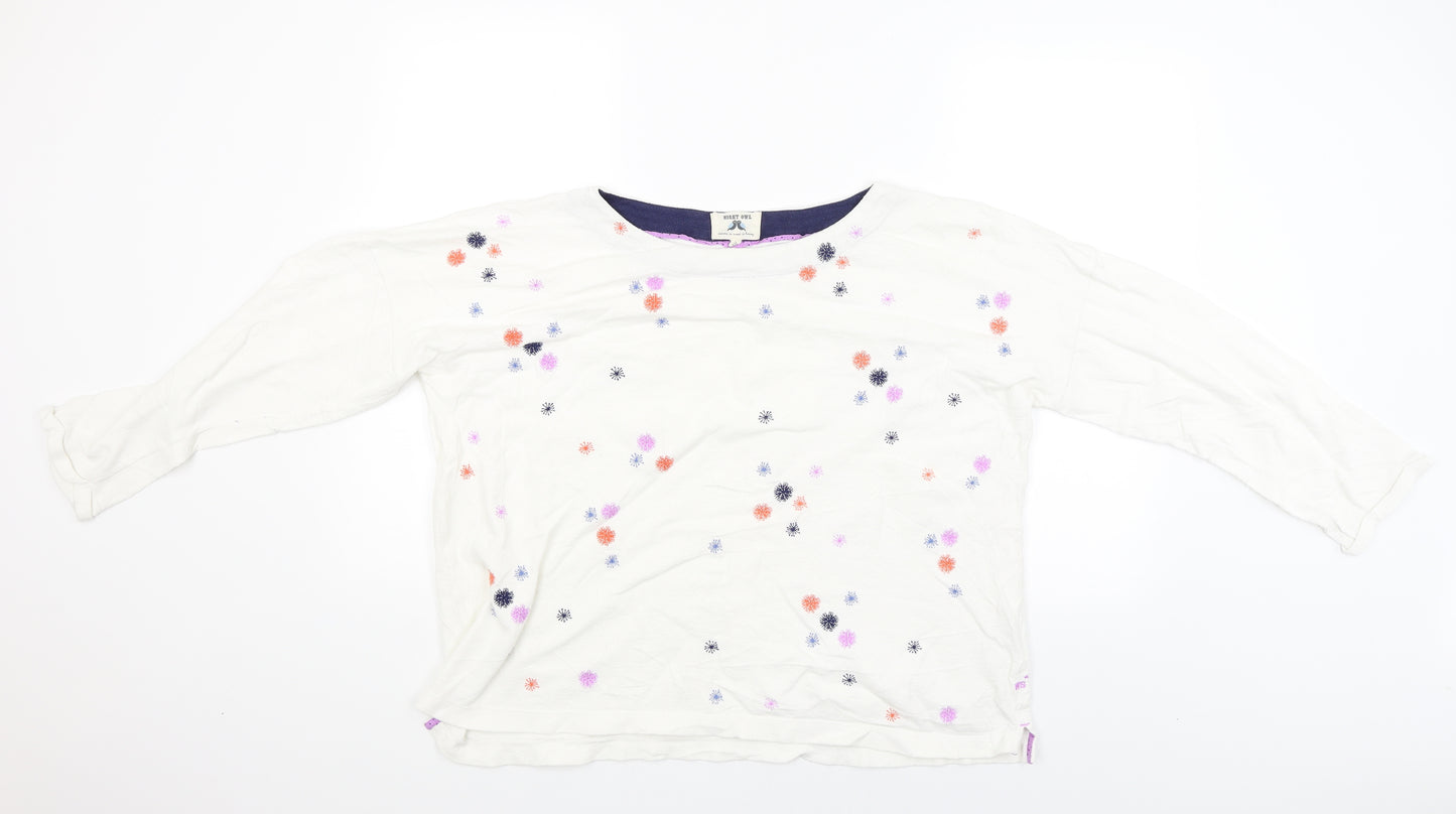 Night Owl Womens White Polka Dot  Pullover Jumper Size M