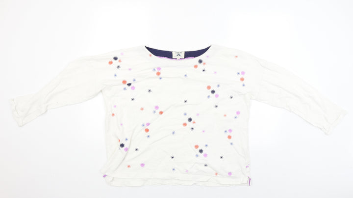 Night Owl Womens White Polka Dot  Pullover Jumper Size M