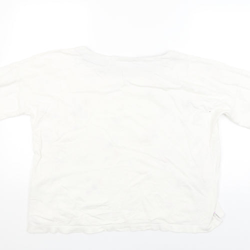 Night Owl Womens White Polka Dot  Pullover Jumper Size M