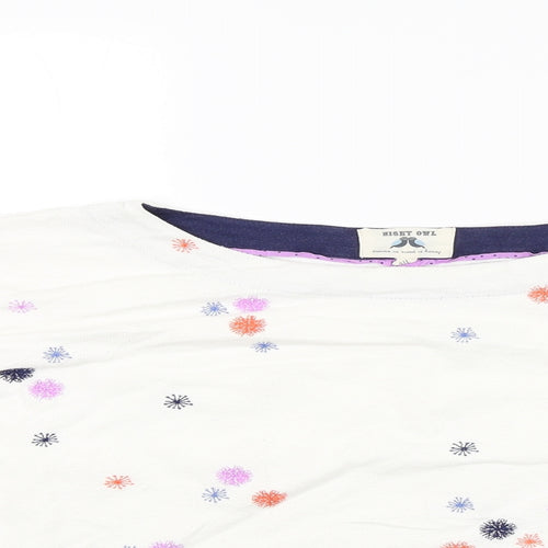 Night Owl Womens White Polka Dot  Pullover Jumper Size M