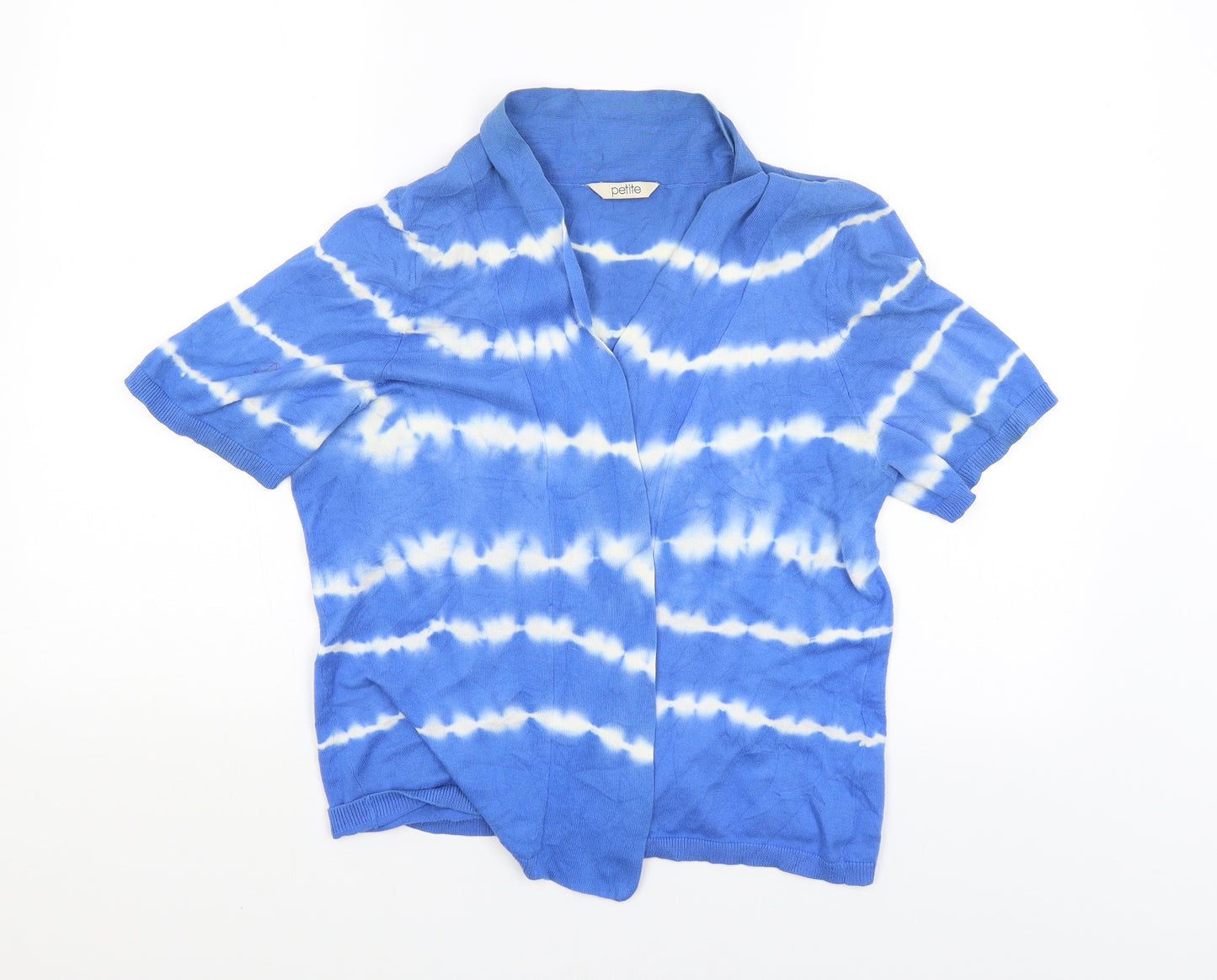 Petite Womens Blue Striped  Cardigan Jumper Size 16
