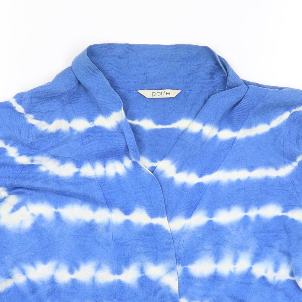 Petite Womens Blue Striped  Cardigan Jumper Size 16
