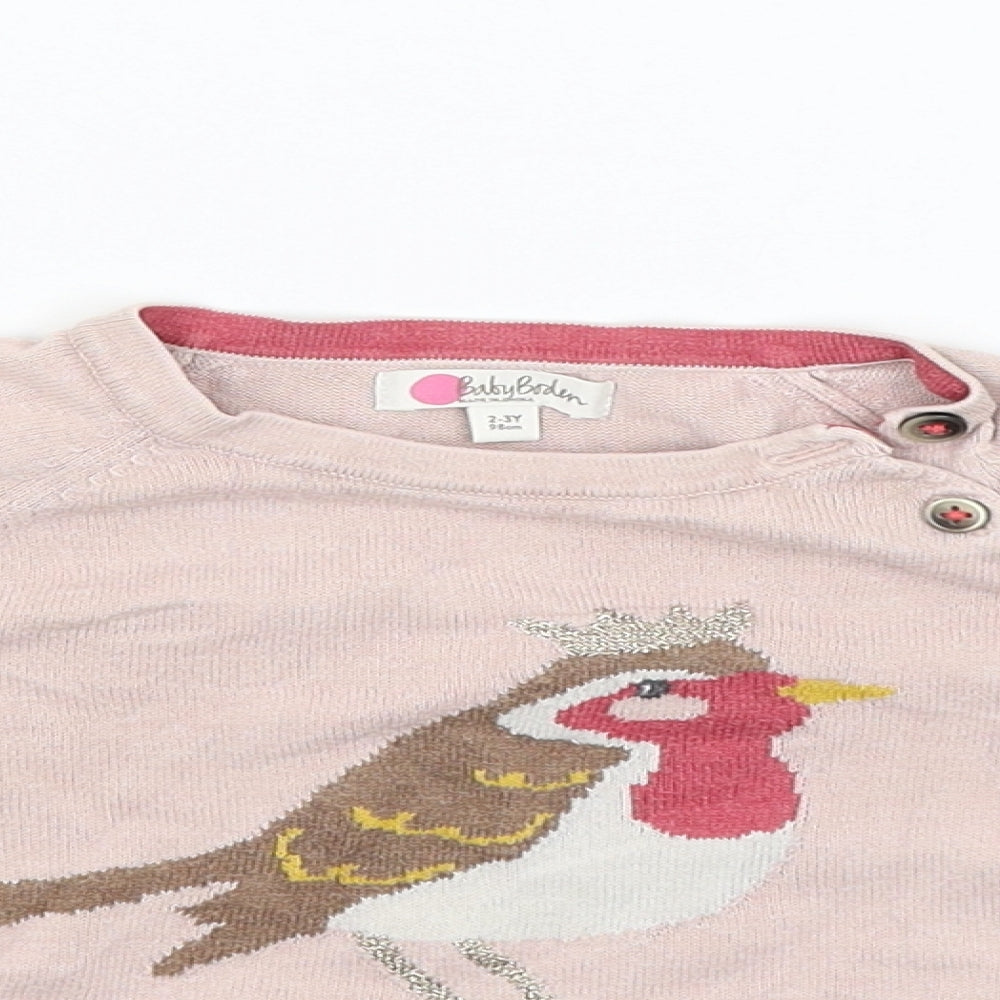 Baby Boden Girls Pink   Pullover Jumper Size 24 Months  - Robin