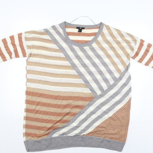 H&M Womens Beige Striped  Pullover Jumper Size L
