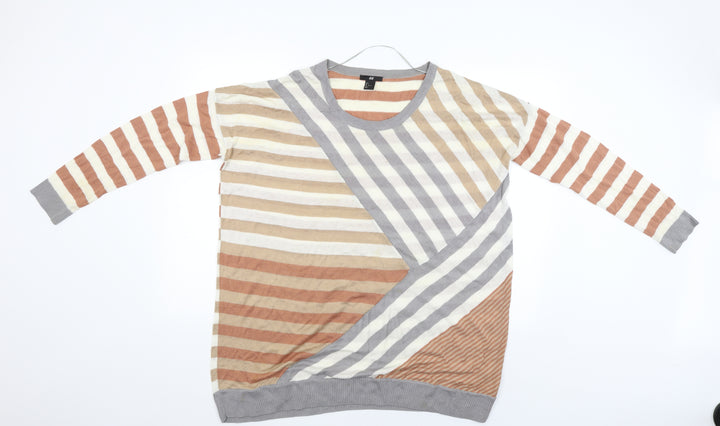 H&M Womens Beige Striped  Pullover Jumper Size L