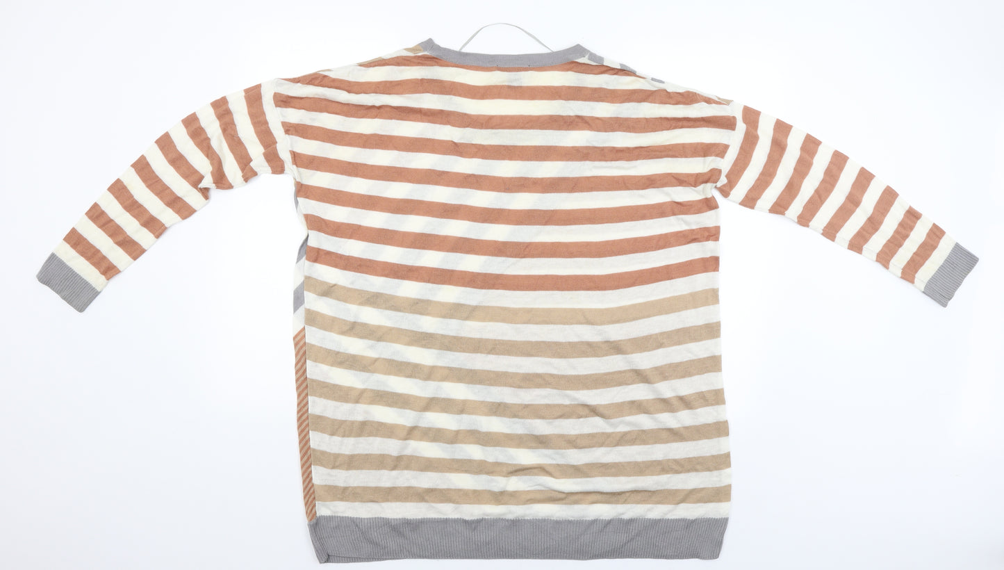 H&M Womens Beige Striped  Pullover Jumper Size L