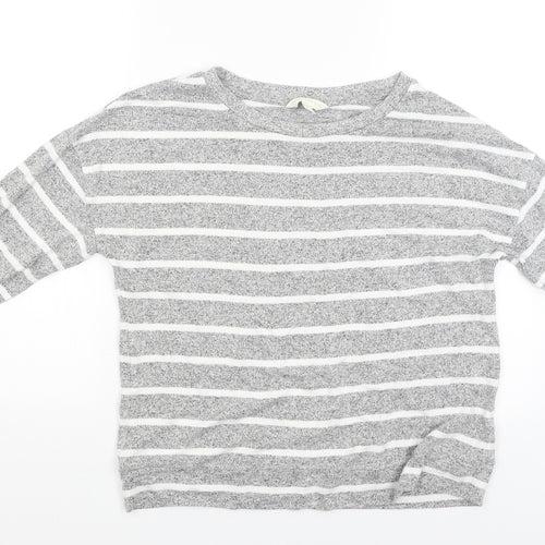 The lounge edit Womens Grey Striped  Pullover Jumper Size 12