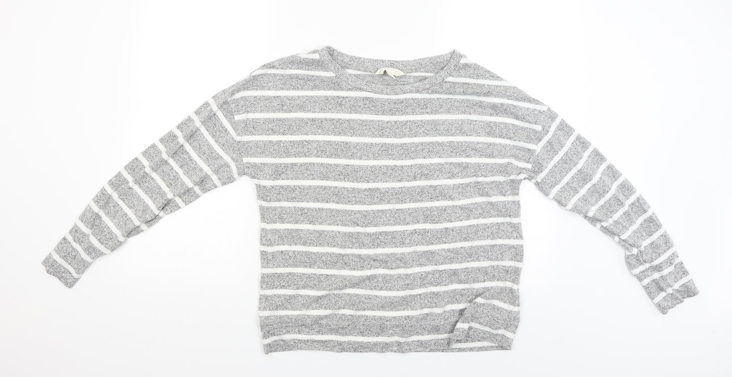 The lounge edit Womens Grey Striped  Pullover Jumper Size 12