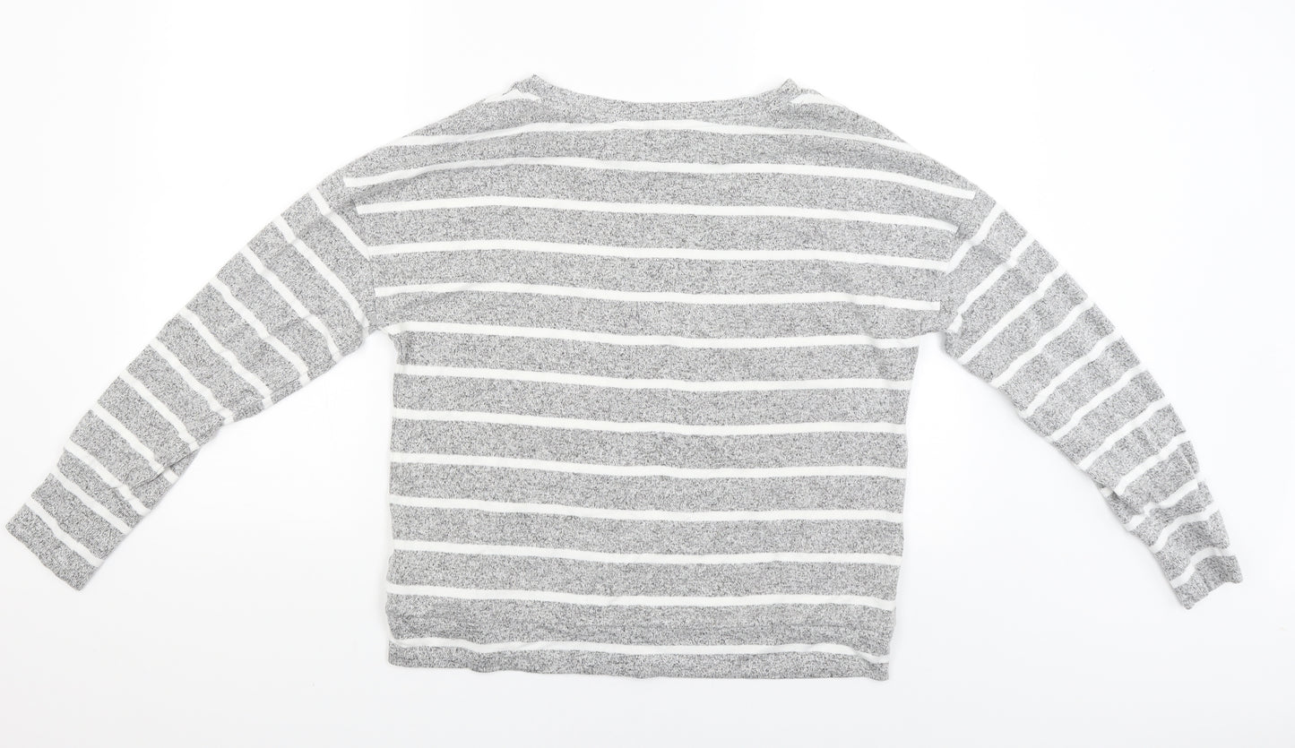 The lounge edit Womens Grey Striped  Pullover Jumper Size 12