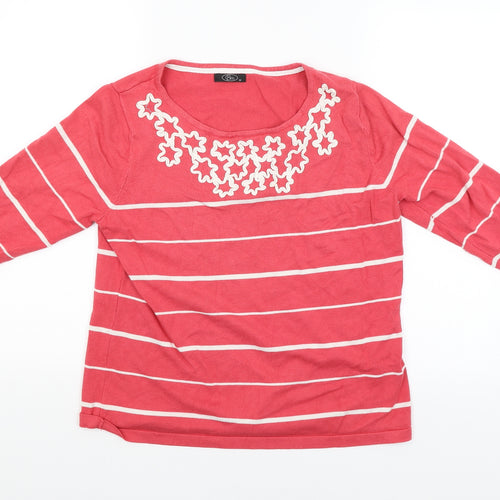 BM Womens Pink Striped  Pullover Jumper Size M