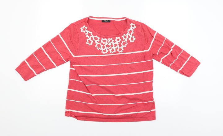 BM Womens Pink Striped  Pullover Jumper Size M