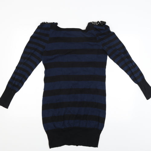 E-vie Womens Blue Striped  Pullover Jumper Size 10