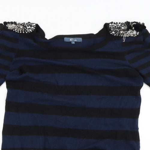 E-vie Womens Blue Striped  Pullover Jumper Size 10