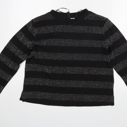 Divided Womens Black Striped  Basic Blouse Size M