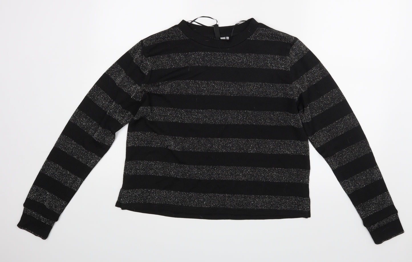 Divided Womens Black Striped  Basic Blouse Size M
