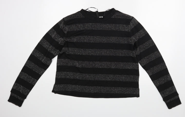 Divided Womens Black Striped  Basic Blouse Size M