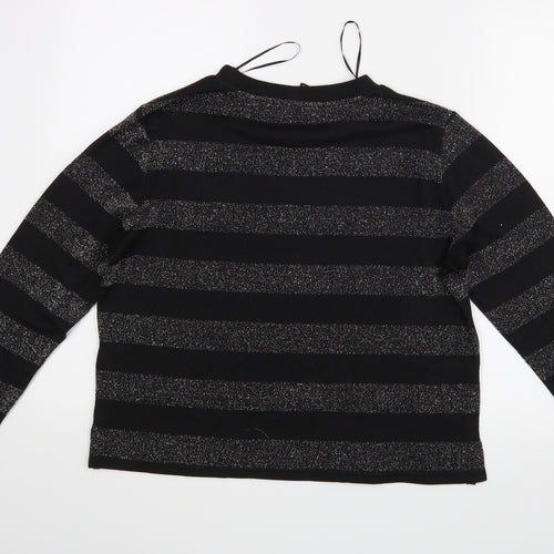 Divided Womens Black Striped  Basic Blouse Size M