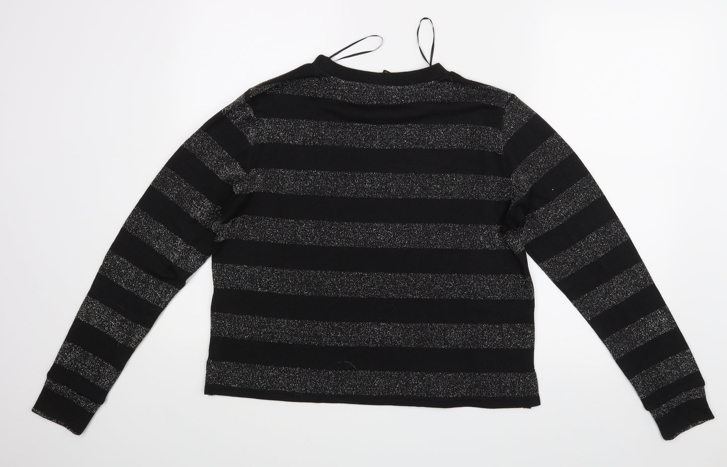 Divided Womens Black Striped  Basic Blouse Size M