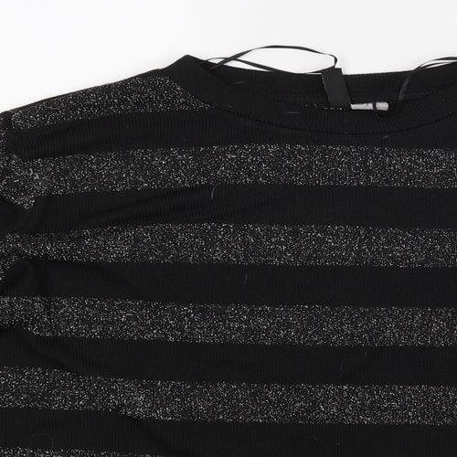 Divided Womens Black Striped  Basic Blouse Size M