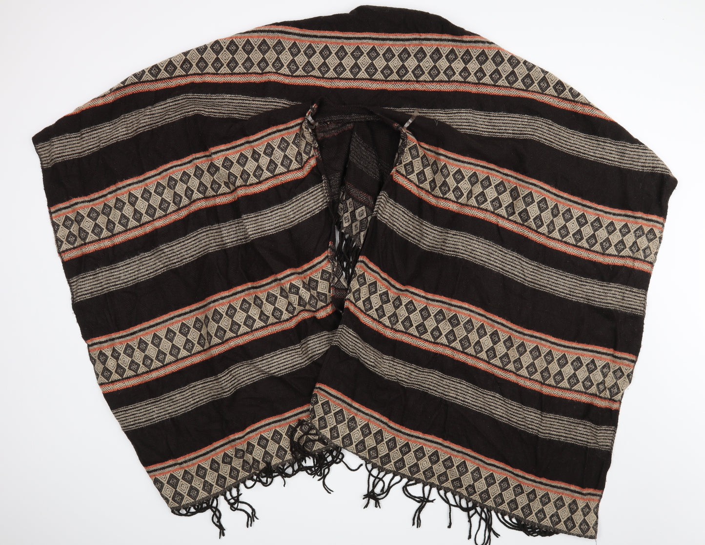 Preworn Womens Brown Geometric  Cape Jumper One Size