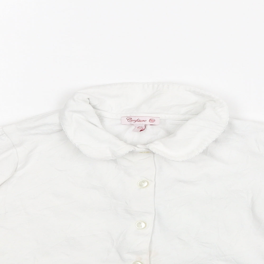 Confiture Girls White   Basic Blouse Size 4-5 Years