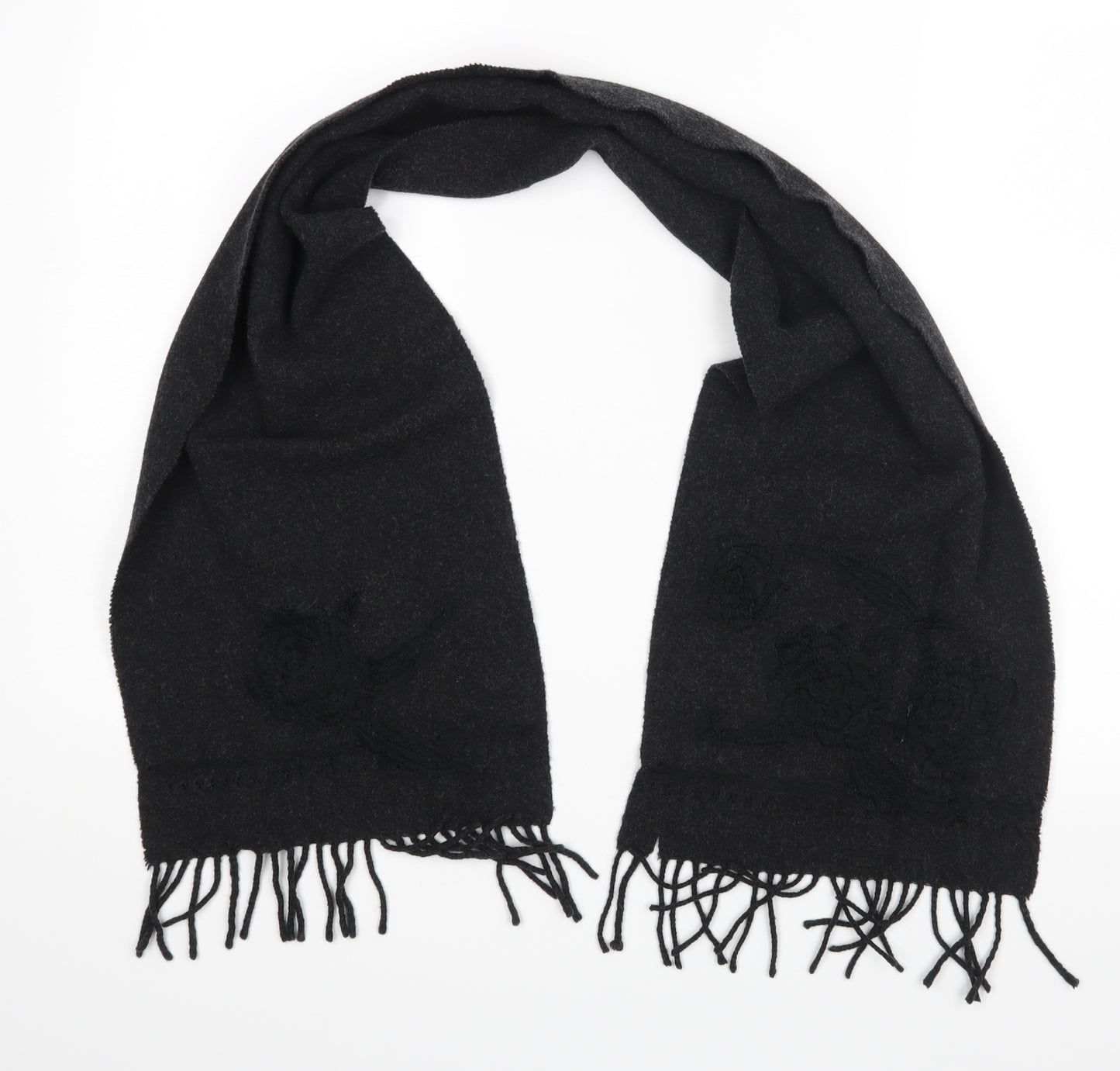 Preworn Unisex Black Floral   Scarf
